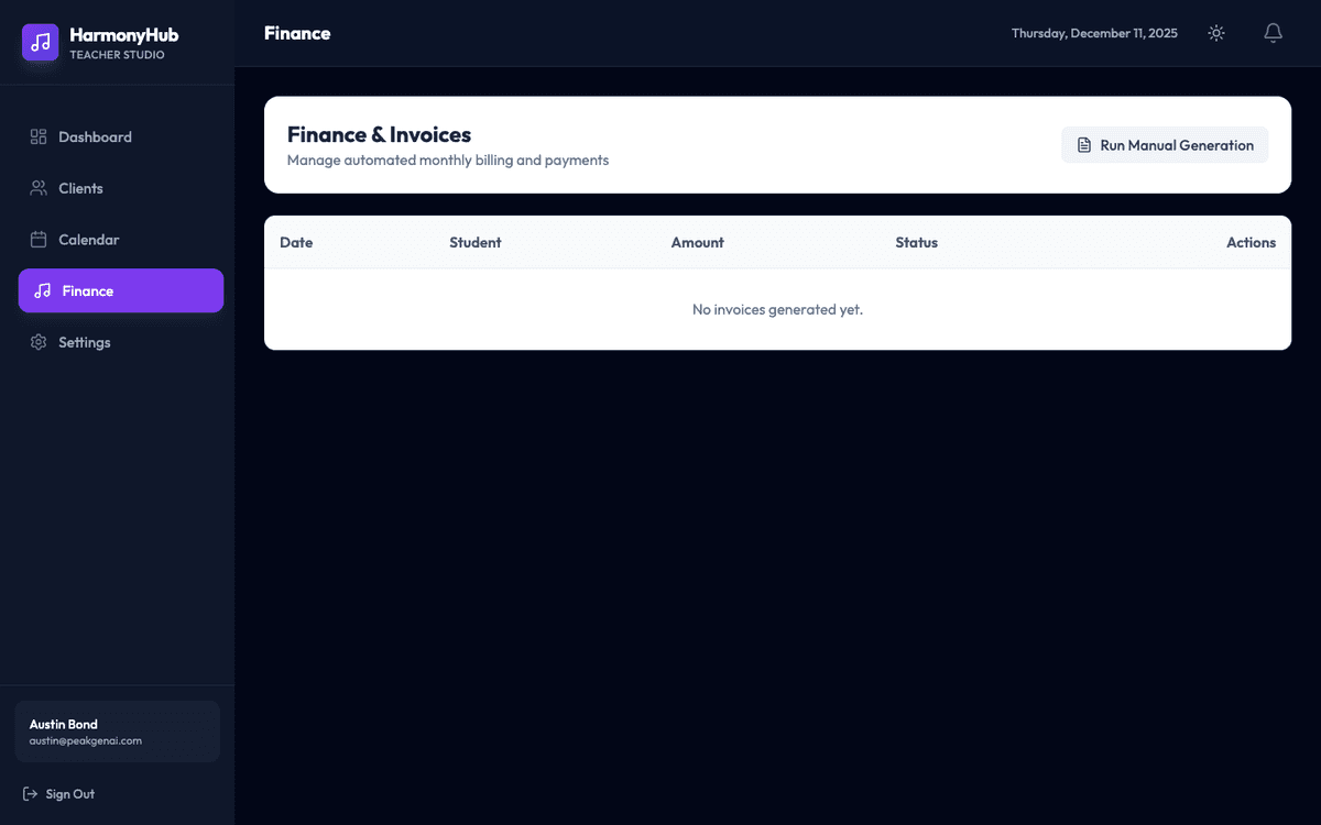 HarmonyHub Invoicing